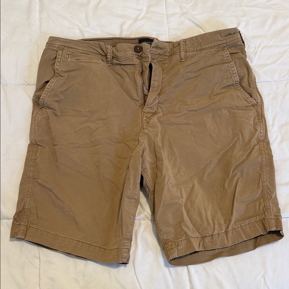 American Eagle Outfitters Men's Tan Flat Front Shorts